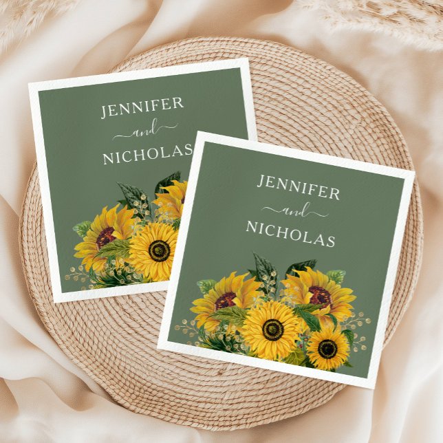 Elegant Floral Sunflowers Wedding Napkin (Elegant Floral Sunflowers Wedding Napkins)