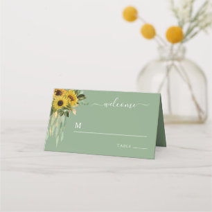 Elegant Floral Sunflowers Wedding Place Card