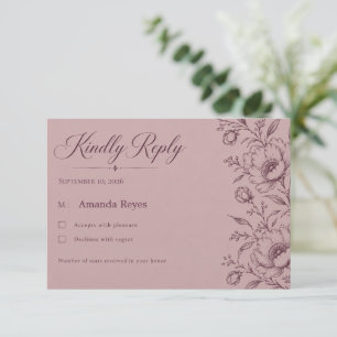 Elegant Floral Surprise Birthday RSVP Card