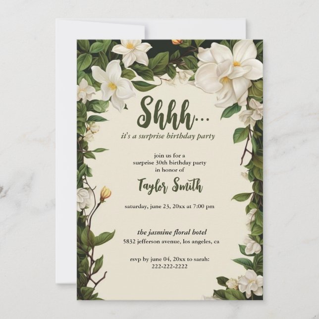  Elegant Floral Surprise Party Invite (Front)