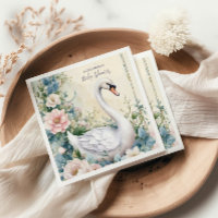 Elegant Floral Swan Blush Pink Baby Shower