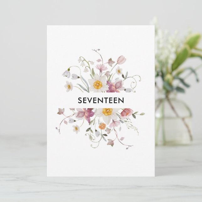 Elegant Floral Table Number Card (Standing Front)