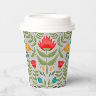 Elegant Floral Tableau Style Paper Cups