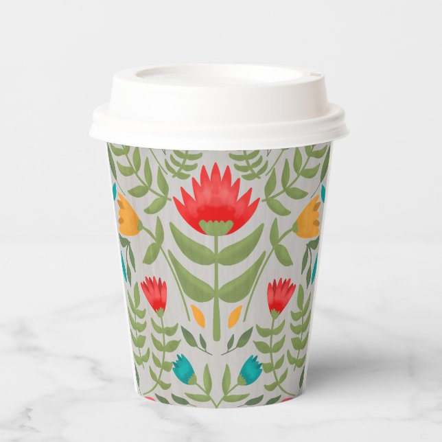 Elegant Floral Tableau Style Paper Cups (Front)