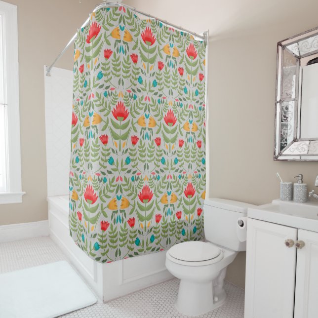 Elegant Floral Tableau Style Shower Curtain (In Situ)