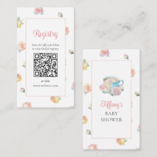 Elegant Floral Tea Party Baby Shower Registry Enclosure Card