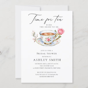 Elegant Floral Tea Party Bridal Shower Invitation