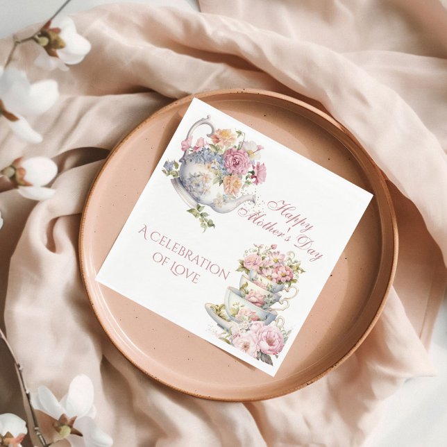 Elegant Floral Tea Party Happy Mother's Day Napkin (Elegant Floral Tea Party Happy Mother's Day Napkin)