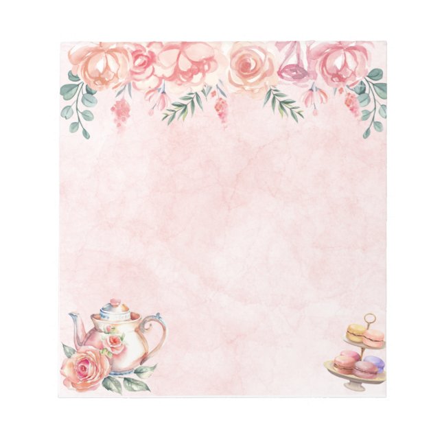  Elegant Floral Tea Party Notepad (Front)