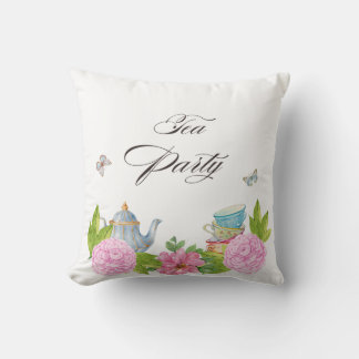Elegant Floral Tea Party Throw Pillow