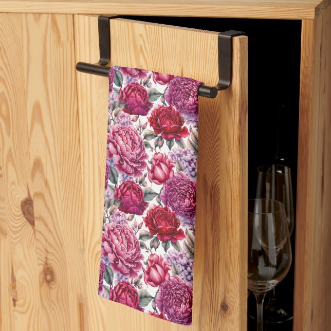 Elegant Floral Tea Towel (Thirds Fold)