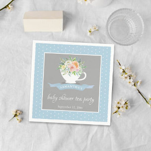 Elegant Floral Teacup Baby Shower Tea Party Napkin