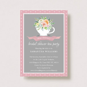 Elegant Floral Teacup Bridal Shower Tea Party Invitation