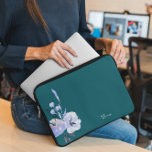 Elegant Floral Teal Abstract  Laptop Sleeve<br><div class="desc">Elegant Floral Teal Abstract laptop sleeve. Protect your laptop with this teal and beige sand abstract pattern laptop sleeve. Easily personalise it with your own name ( or any other name) by click on "PERSONALIZE THIS TEMPLATE" button. This laptop sleeve is for those who want to protect the laptop with...</div>