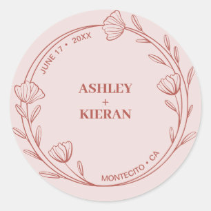 Elegant Floral Teal Wedding Classic Round Sticker