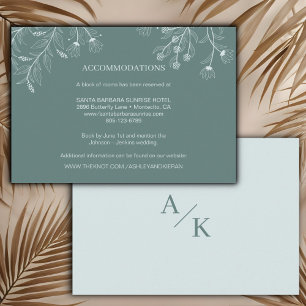 Elegant Floral Teal Wedding Details Enclosure Card