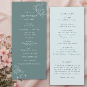Elegant Floral Teal Wedding Program