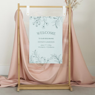 Elegant Floral Teal Welcome Wedding  Poster