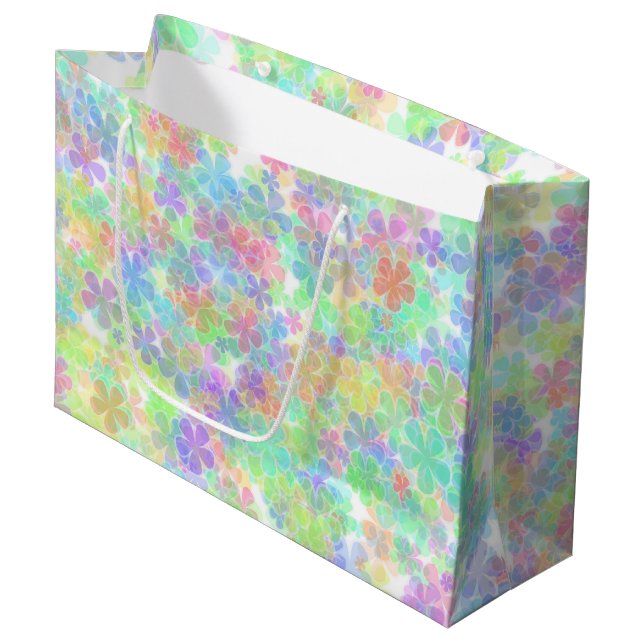 Elegant Floral Template Abstract Flowers Colourful Large Gift Bag (Front Angled)