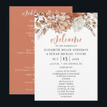 Elegant Floral Terracotta Wedding Program Invitation<br><div class="desc">An elegant terracotta floral program hand fan. Coordinates with the Autumn Boho Floral wedding collection. This customisable Ceremony Program features rust/terracotta watercolor foliage. To make advanced changes,  go to "Click to customise further" option under Personalise this template. Designed for you by blackberry Boulevard.</div>