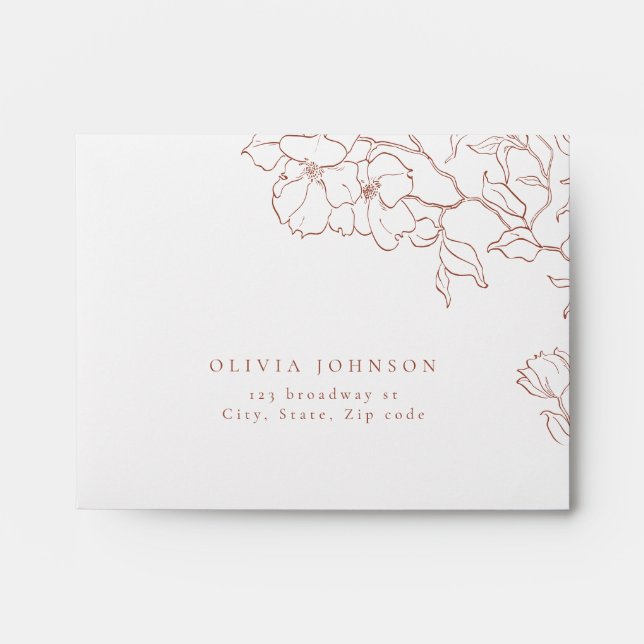 Elegant floral terracotta wedding RSVP  Envelope (Front)