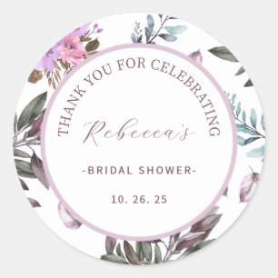 Elegant Floral Thank You Bridal Shower Classic Round Sticker