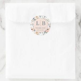 Elegant Floral Thank You Card Classic Round Sticker
