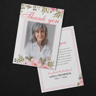 Elegant Floral Thank You Card for Memorial Service