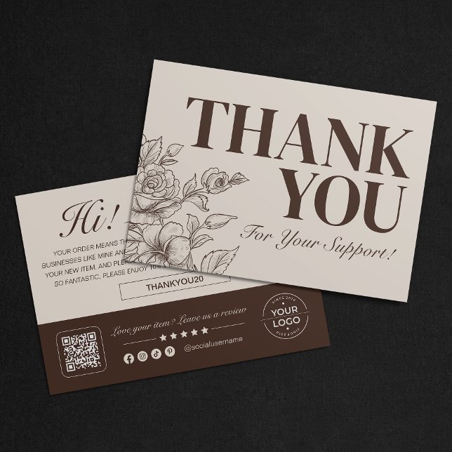 Elegant Floral Thank You Card for Small Business (Creator Uploaded)