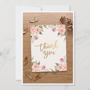 Elegant Floral Thank You Card   Soft Pink Flowers 