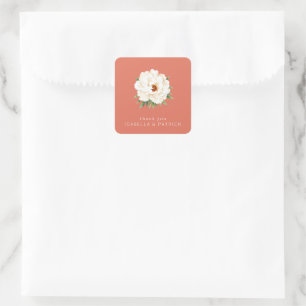 Elegant Floral Thank You Card Square Sticker