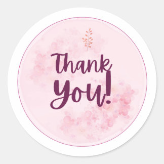 Elegant Floral “Thank You” Classic Round Sticker