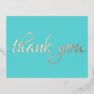 Elegant Floral Thank You Pink Gold Foil Invitation Postcard