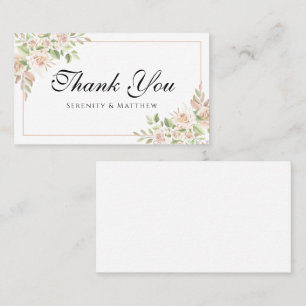 Elegant Floral Thank You Pink Rose Wedding Place Card