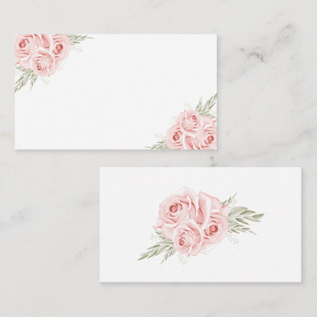 Elegant Floral Thank You Pink Rose Wedding  Place  Card (Front/Back)
