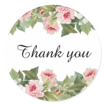 Elegant floral thank you sticker with roses