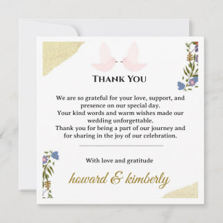 Elegant Floral Thank You Wedding Card