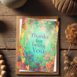 Elegant Floral Thanks for Being You Simple Thank You Card