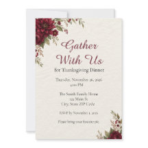Elegant Floral Thanksgiving Dinner Invitation