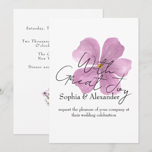 Elegant Floral themed Wedding Invitations (Front/Back)