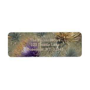 Elegant Floral Thistle Pattern Return Address