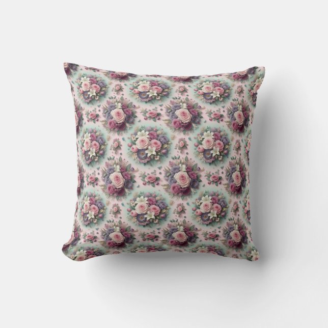 Elegant Floral Throw Pillow (Front)