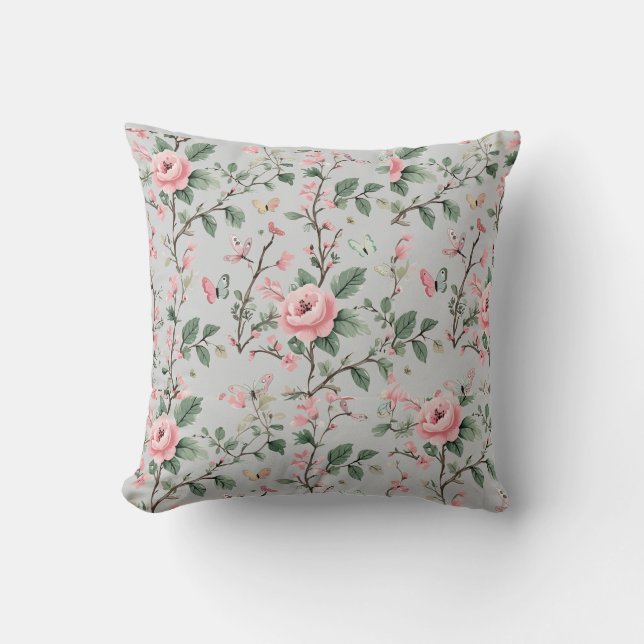 Elegant Floral Throw Pillow – Perfect Gift for Mum (Front)