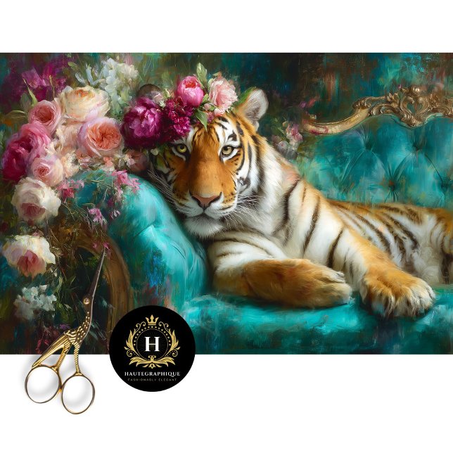 Elegant Floral Tiger Decoupage Tissue Paper (Creator Uploaded)