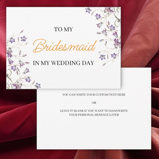 Elegant Floral To my Bridesmaid on my Wedding Day Invitation (Creator Uploaded)
