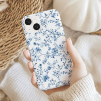 Elegant Floral Toile Blue and White Vintage Style 