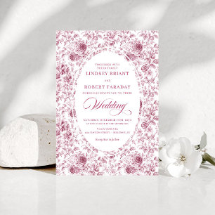 Elegant Floral Toile de Jouy Wedding Invitation