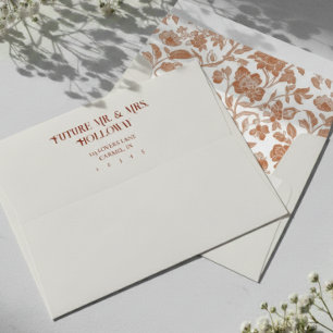 Elegant Floral Toile Pattern and Return Address Envelope