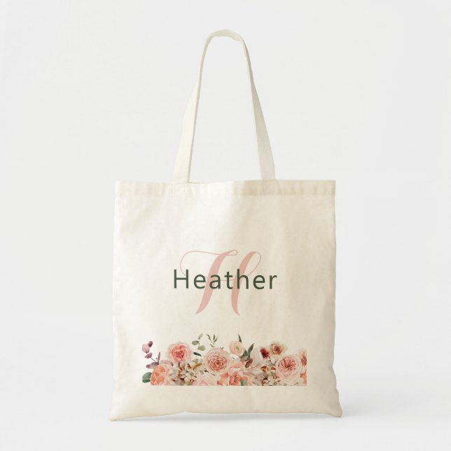 Elegant Floral Tote Bag (Front)