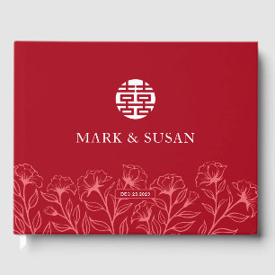 Elegant Floral Traditional Chinese Wedding (RED) Guest Book